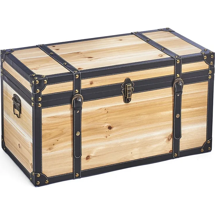 Kobolo Truhe Schatztruhe Holztruhe FLORENCE mit Details Größe M