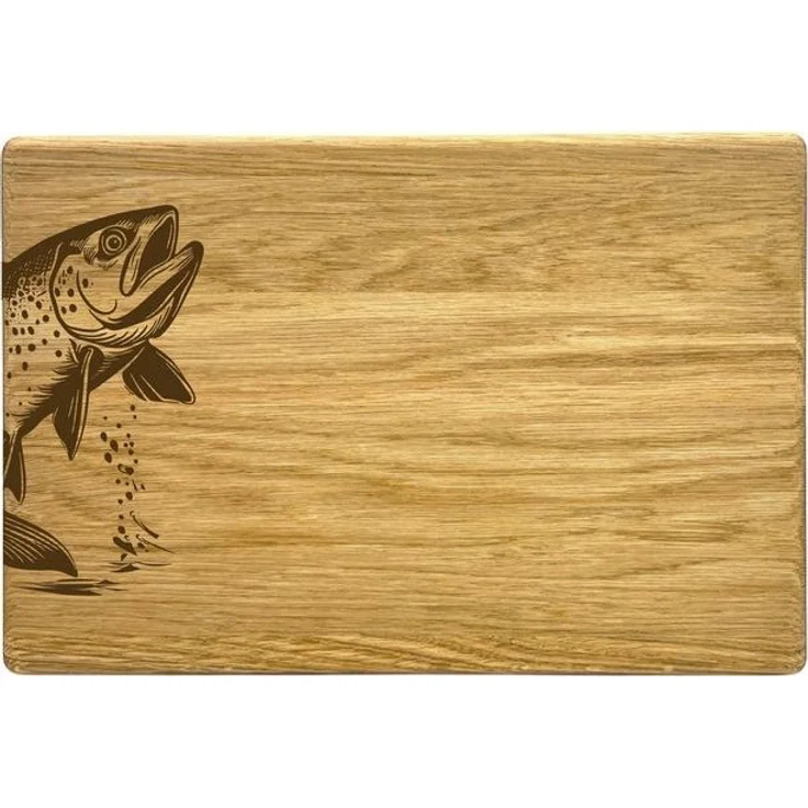 Camolo Frühstücksbrett Vesperbrett Fisch aus Eiche 300 x 200 x 15 mm, Holz – Bild 1