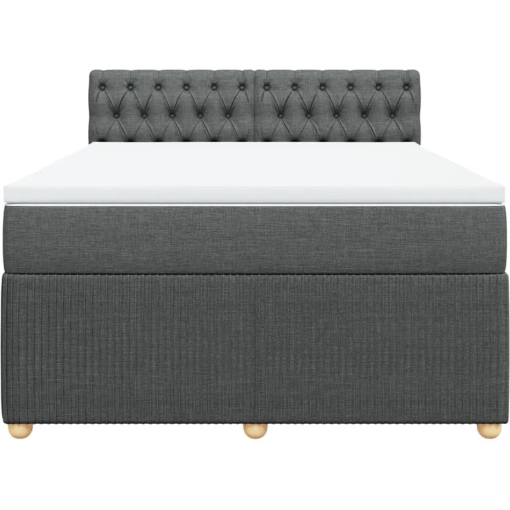 vidaXL Boxspringbett mit Matratze Dunkelgrau 140x200 cm Stoff 3287487 – Bild 4