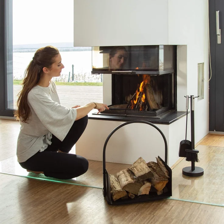 Relaxdays Kaminholzkorb schwarz – Bild 2