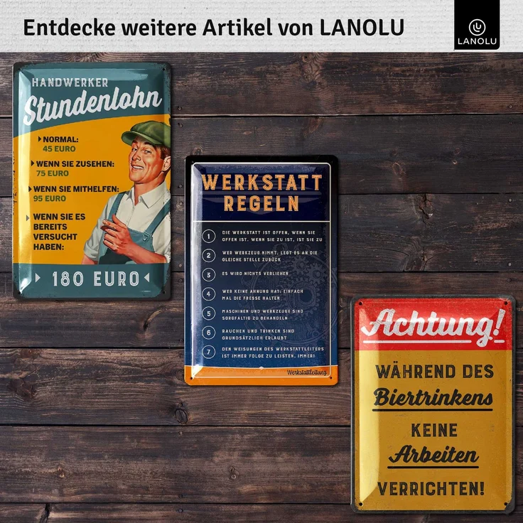 LANOLU Blechschild Einmal mit Profis arbeiten - 15x20cm – Metall – Schwarz – 15211 – Bild 5
