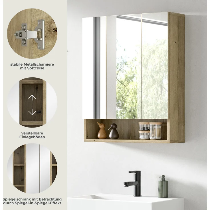 Aqua Spiegelschrank in Evoke Oak Nachbildung – Bild 7
