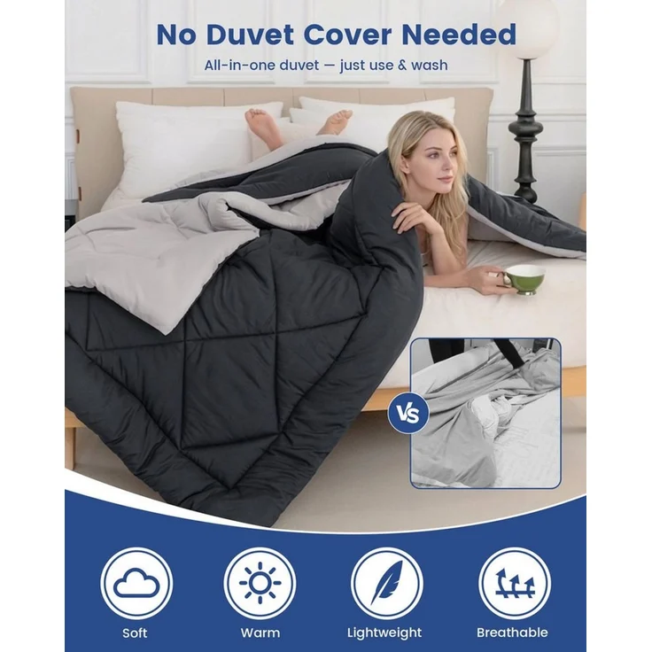 Good Nite Microfaserbettdecke Ganzjahresdecke, 4 Jahreszeiten Decke, Wende-Design, 300g/m², weich, atmungsaktiv und komfortabel – Bild 2