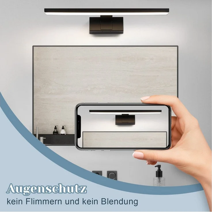 Nettlife LED Spiegelleuchte 30/40/60CM Schwarz Sipegellampe 4000K, LED fest integriert, Neutralweiß, Keller Küche Badschrank – Bild 1