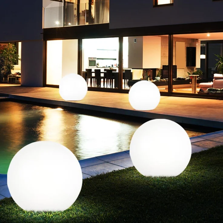6er Set LED Solarleuchte, Kugel weiß, H 65 cm – Bild 10