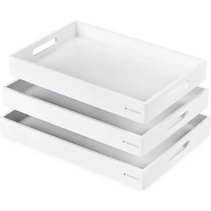 Navaris Tablett Serviertablett - 3x Servierplatte - rechteckig - Tabletttisch, Bambus, (3-tlg) – Bild 6