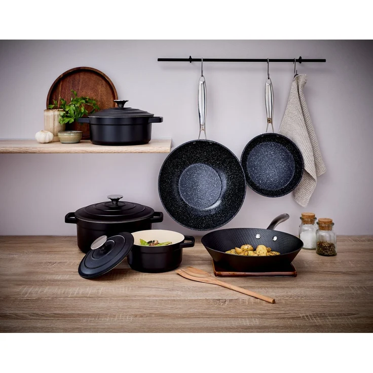 Homeware Wok, Aluminium schwarz, Ø20 cm, PFAS-frei ergonomischer Griff – Bild 2