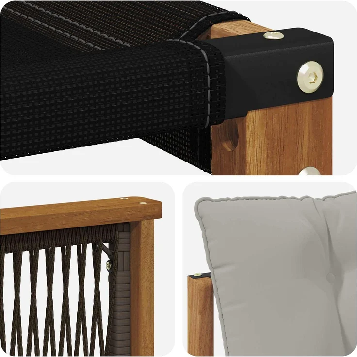 vidaXL Outdoor-Sofagarnitur mit Kissen 8 pcs Natürlich und Hellgrau 3381615 – Bild 9