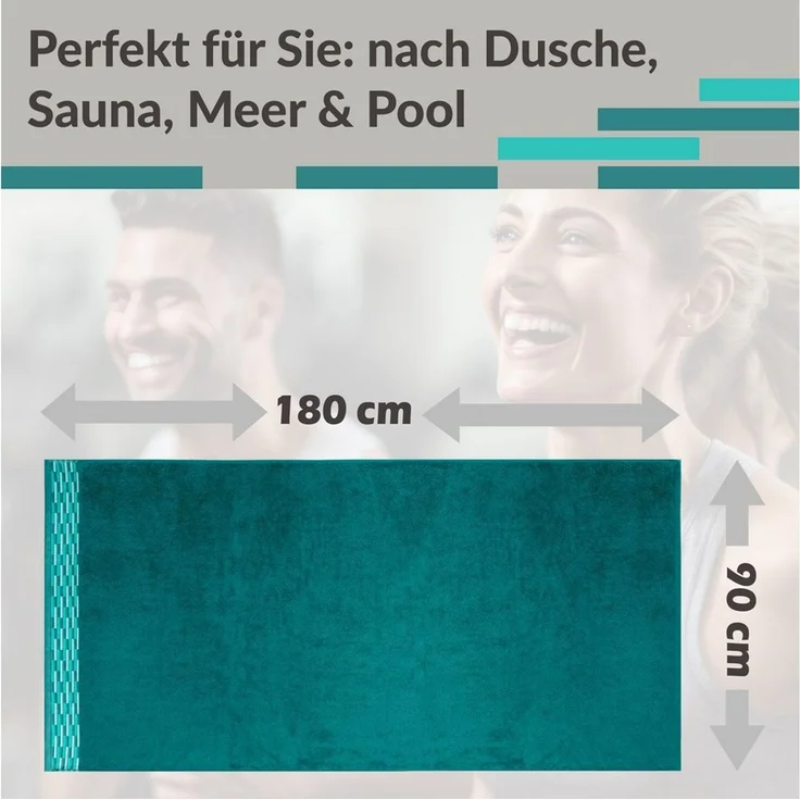 Lashuma Saunatuch - Badetuch aus 100% Baumwolle für Damen & Herren 100x200 cm, Frottee, 80x200 und 90x180 cm – Bild 3