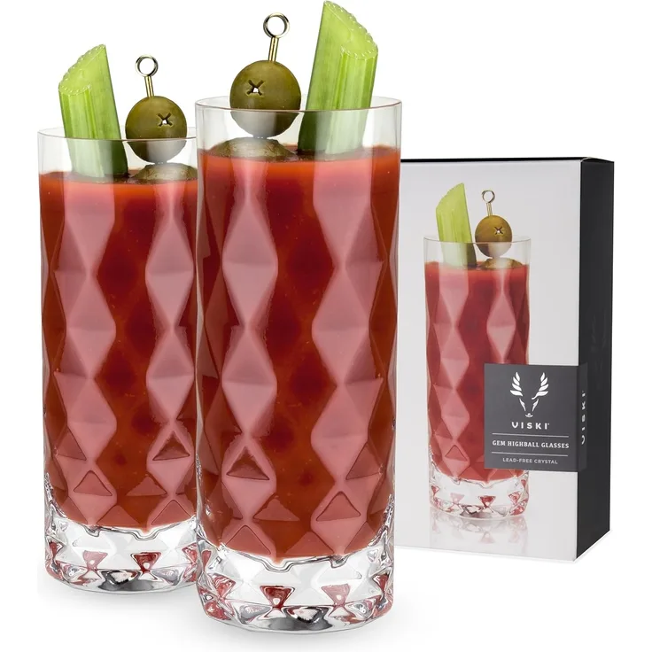 Viski 5205 Raye Gem Crystal Highball Glasses