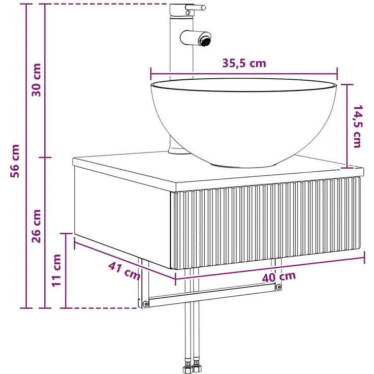 vidaXL Wandmontierter Waschbeckenunterschrank Geräucherte Eiche 890183 – Bild 10
