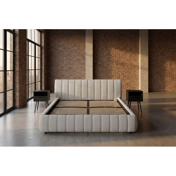 KAWOLA Bett ALIOTTA Polsterbett Stoff grau 160x200 cm mit Lattenrost – Bild 4