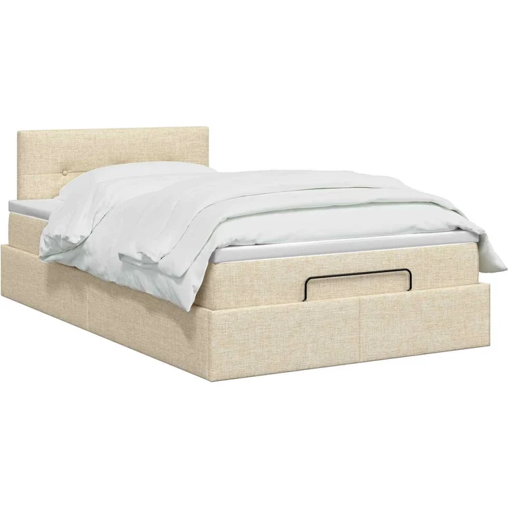 vidaXL Ottoman Bett mit Matratze mit Kopfteil Creme 120 x 200 cm Stoff 3457485 – Bild 3