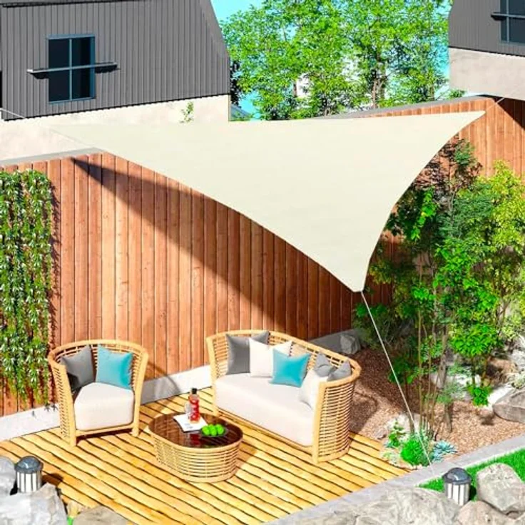 Sonnensegel, dreieckig, mit UV-Schutz, ideal für Außenbereich, Terrasse, Balkon, wasserdicht, aus Polyester, 5 x 5 x 5 m – Bild 5