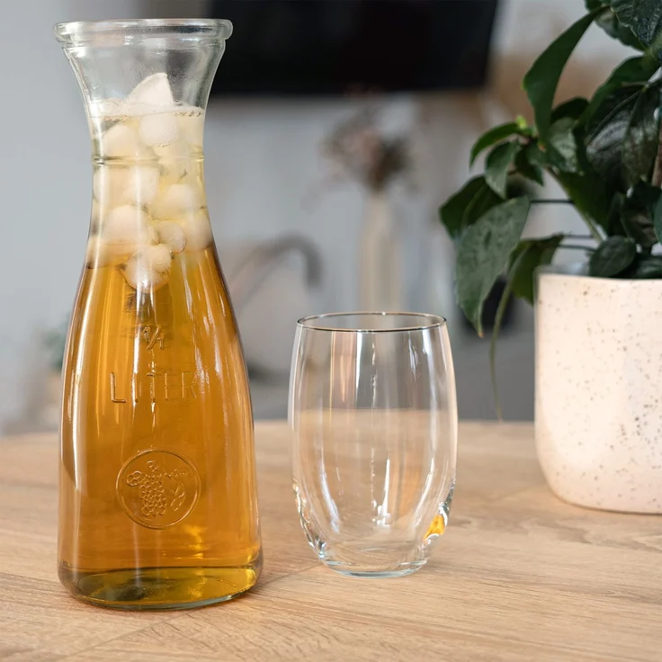 KADAX Glas-Wasserkaraffe, Glaskrug, 1 l, Saft, Wein, Limonade, kalte Getränke – Bild 4
