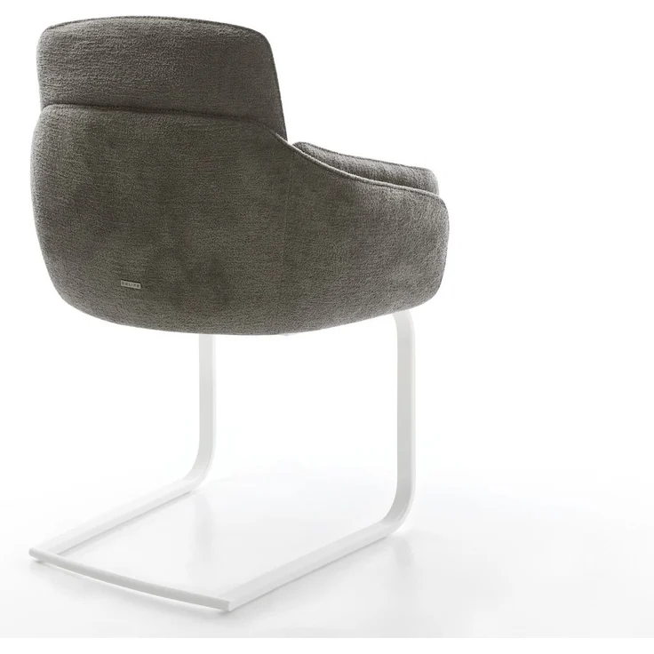 Freischwinger Luan-Flex mit Armlehnen Bouclé Soft Schlamm Freischwinger flach Weiß – Bild 5
