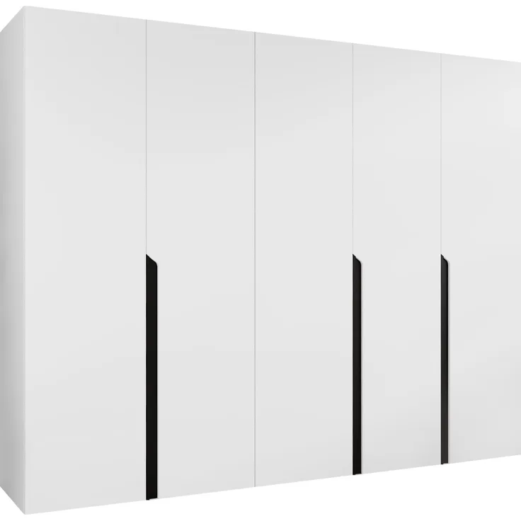 Kleiderschrank Veluna I 250 (Farbe: Weiß / Weiß + Schwarz)