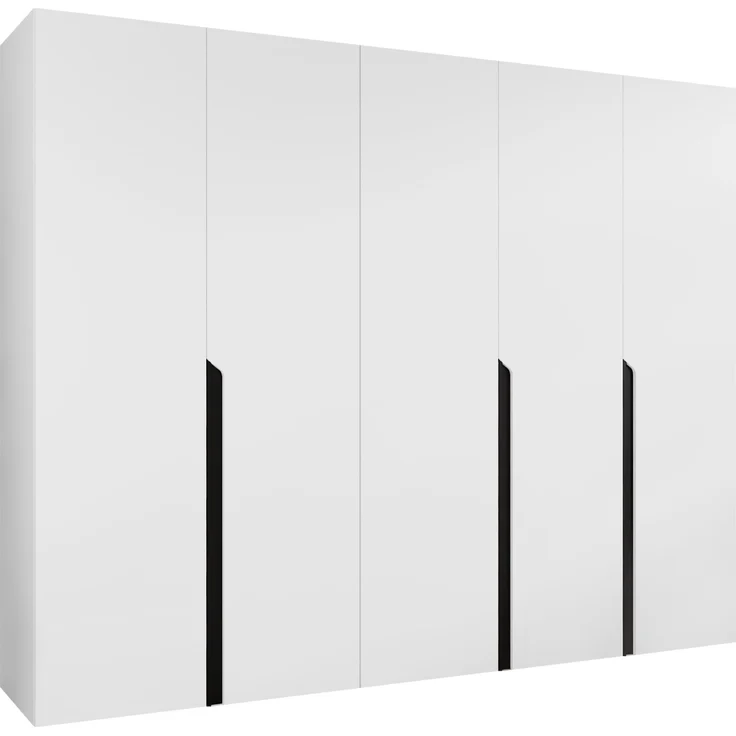 Kleiderschrank Veluna I 250 (Farbe: Weiß / Weiß + Schwarz) – Bild 1