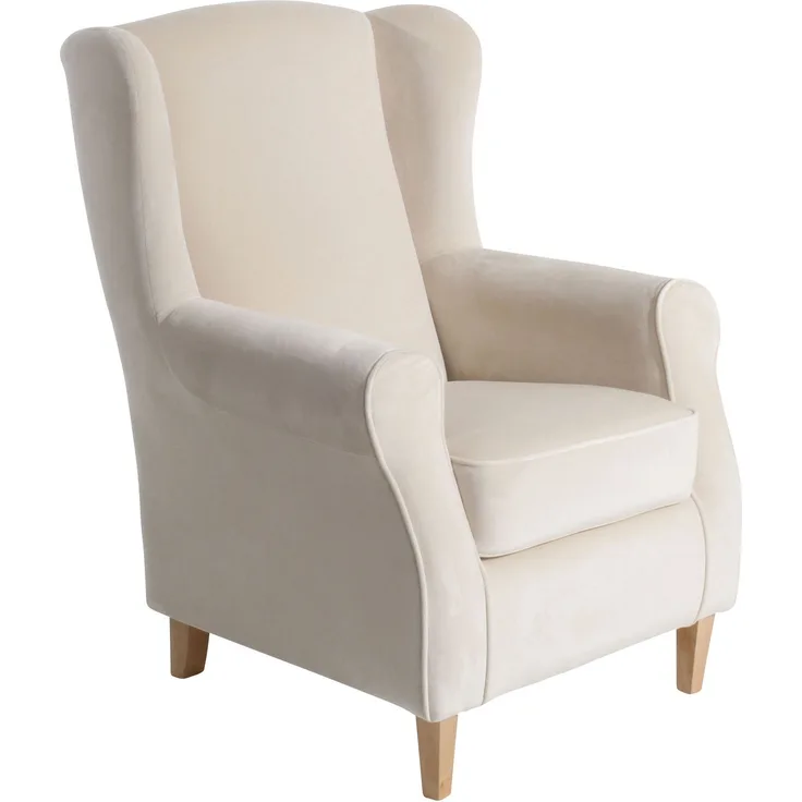 Ohrensessel Karlen Bezug Samtvelours Buche natur / creme 22039