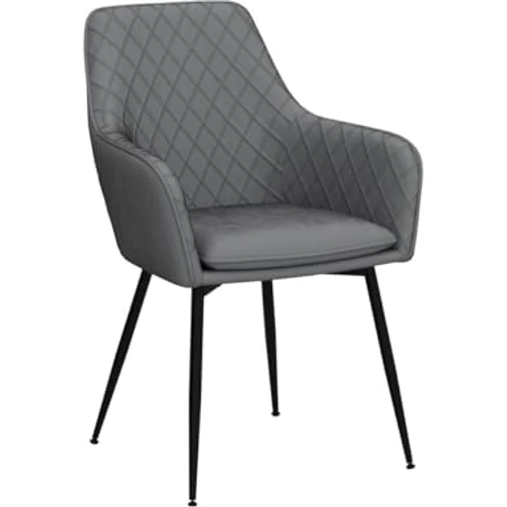 Yaheetech Esszimmerstühle 2er Set Küchenstühle, Polsterstühle mit Armlehnen Metallbeine, Seesel aus Samtstoff für Arbeitszimmer/Wohnzimmer, Hellgrau – Bild 5