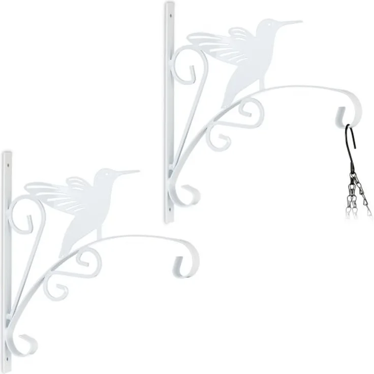Relaxdays Blumenampelhalterung 2er Set mit Vogel