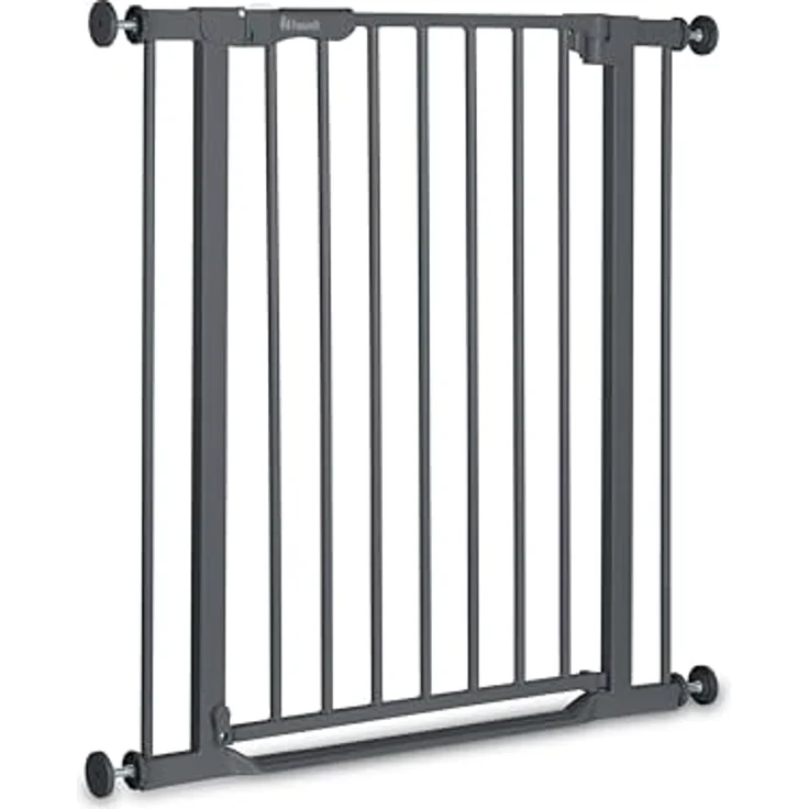 Hauck Treppenschutzgitter Türschutzgitter Clear Step Autoclose 2, für Breiten 75 - 80 cm, Ultra Flache Schwelle, Automatischer Schließmechanismus, ohne Bohren, Einhändiges Öffnen, Metall, Dunkelgrau – Bild 2