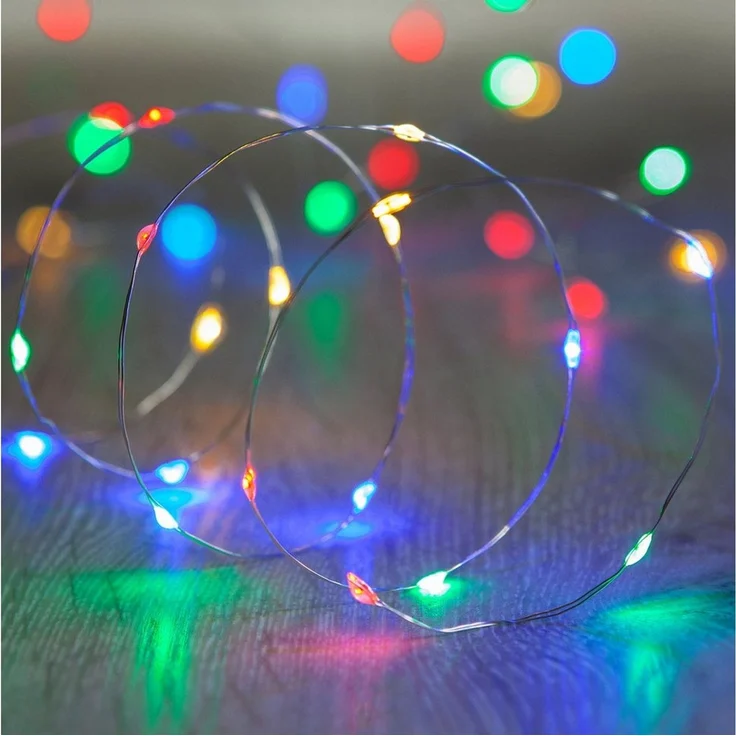 Lights4fun LED-Lichterkette 20er LED Micro Lichterkette bunt batteriebetrieben – Bild 1