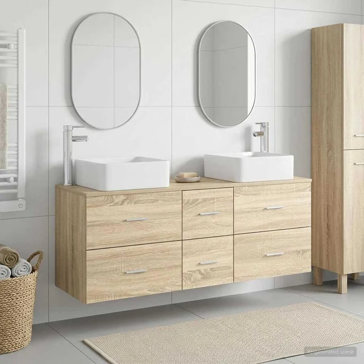vidaXL Badezimmerschrank-Set 3 stk. Sonoma-Eiche 129 x 41 x 80 cm 3405829 – Bild 1