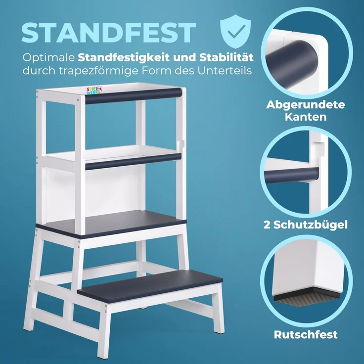 Spielwerk 'Lernturm Kinder', ab 2 Jahren, mit Tafel, Kiefernholz, Grau, 93 x 49 x 51 cm – Bild 4