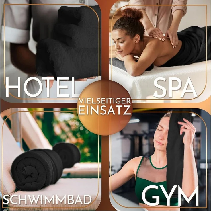 NatureMark Saunatuch Frottier Saunatücher 80x200cm, 100% Baumwolle (1-St), Premium Qualität SAUNATUCH Sauna-Handtuch, 80x200cm, Schwarz – Bild 4