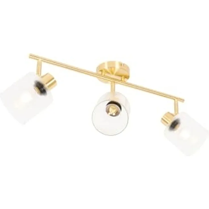 Qazqa LED Aufbaustrahler Laura, ohne Leuchtmittel, Warmweiß, QAZQA Aufbau­spot, e27, gold, Glas, Art Deco