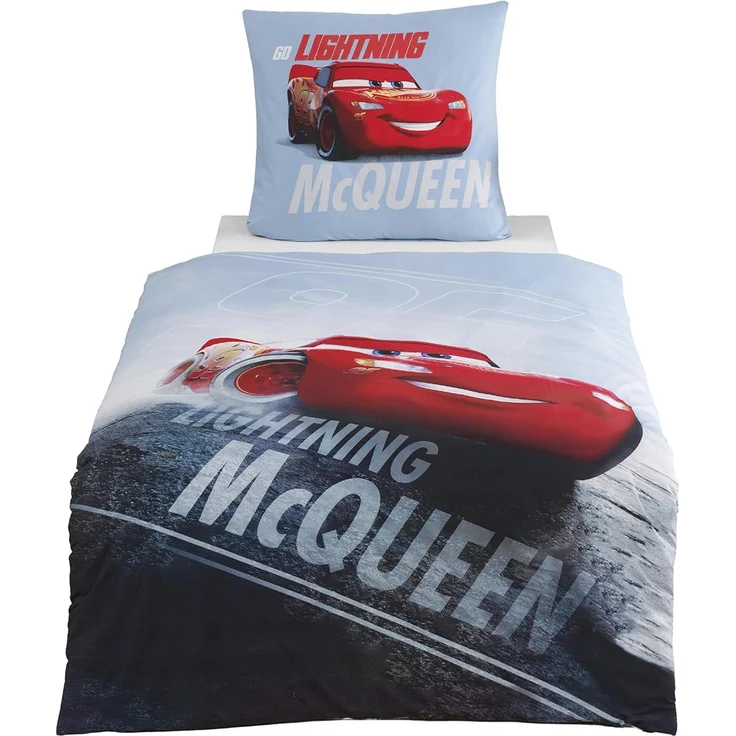 MTOnlinehandel Bettwäsche Cars 135x200 + 80x80 cm, 100 % Baumwolle, Renforcé, 2 teilig, Jungen Kinderbettwäsche Disney's Cars Auto, Lightning McQueen – Bild 5