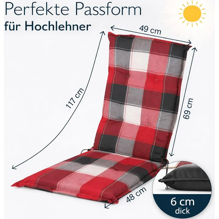 BURI 1 Klappsessel mit Hochlehner Auflage Gartenstuhl Aluminium verstellbar – Bild 9