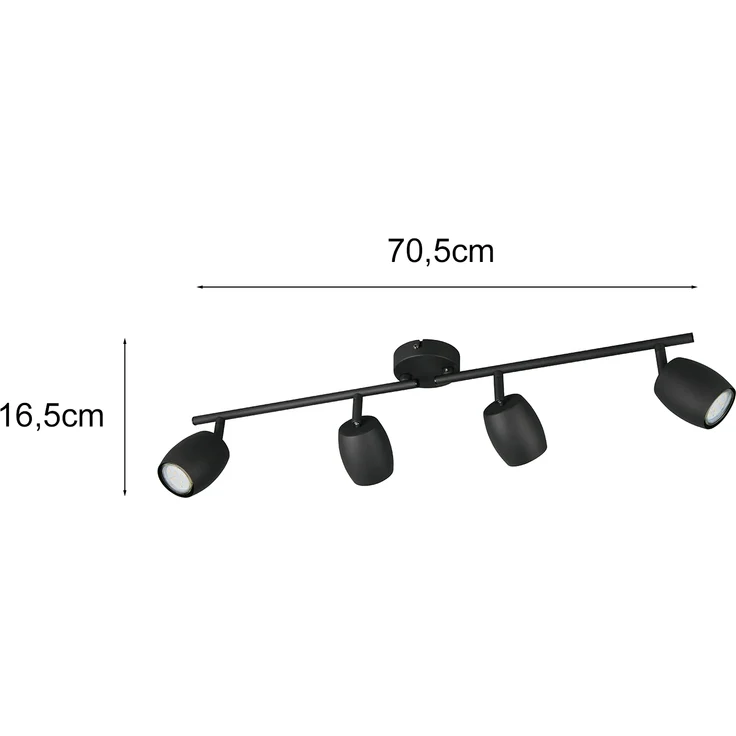 Deckenstrahler NANCY 4-flammig aus Metall Schwarz, Breite 70,5cm – Bild 3