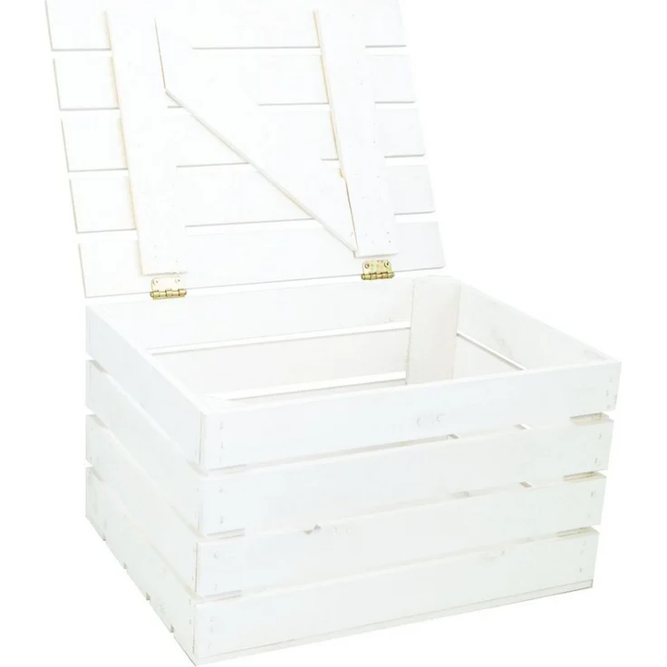 Kistenkolli Altes Land Allzweckkiste Holztruhe weiss mit Deckel 48 x 36 x 30cm (Spar-Set, 1er Set) – Bild 1