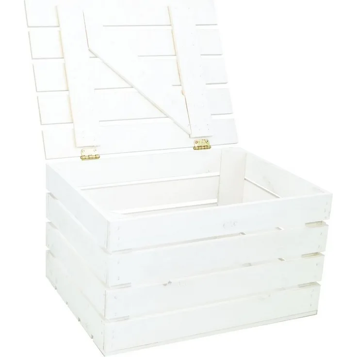 Kistenkolli Altes Land Allzweckkiste Holztruhe weiss mit Deckel 48 x 36 x 30cm (Spar-Set, 1er Set)