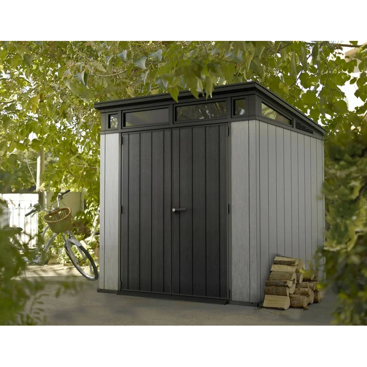 Dmora Gartenhaus Cobourg, Gartenhütte, Gartenhaus, Werkzeugschuppen, 214x218 h226 cm, Grau – Bild 2