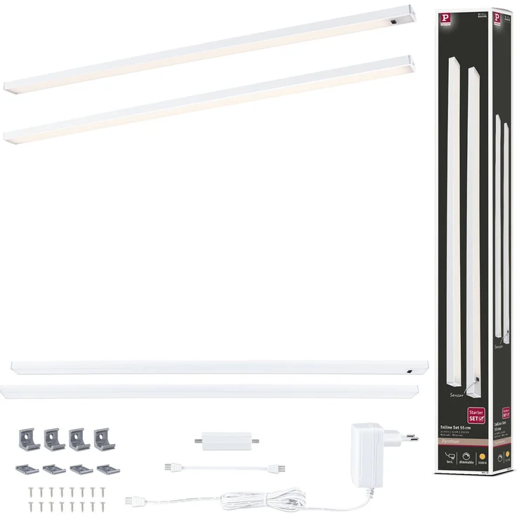 Paulmann 98618 LED Unterschrankleuchte Inline Starterset 2er-Set 55cm 3000K dimmbar weiß – Bild 6