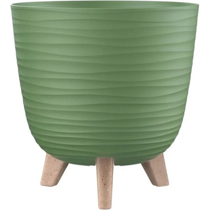Engelland Blumentopf Pflanztopf mit Füßen (Vorteils-Set, 1 St, robuster PP-Kunststoff), Wellenoptik, rund, UV-resistent, Drainagesystem, direkte Bepflanzung – Bild 4