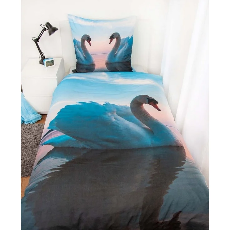 Herding Kinderbettwäsche Partner Bettwäsche 4tlg. Schwanenpaar 135x200 cm (80x80 cm) – Bild 2