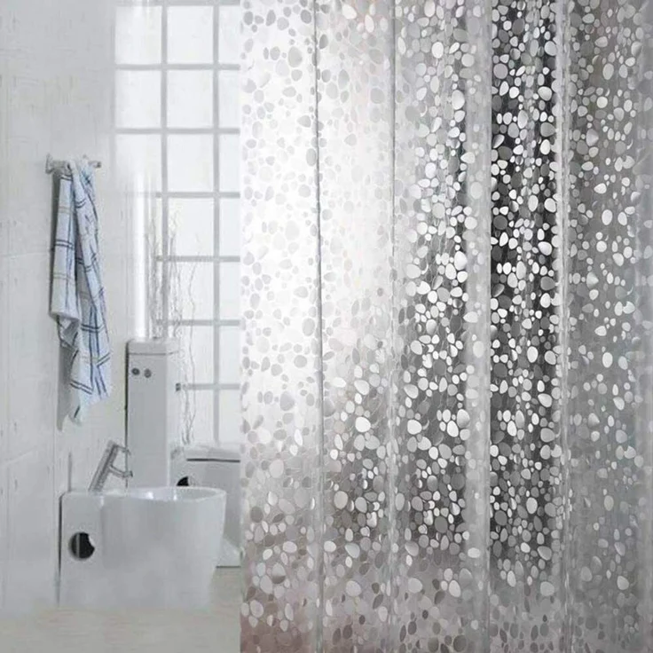 NEU 3D 180 x 180 cm Duschvorhang Wasserdicht Anti Schimmel Antibakteriell+ 12 Ringe DE--Uraltes Weiß--1x23x28cm--YOUDENOVA – Bild 4