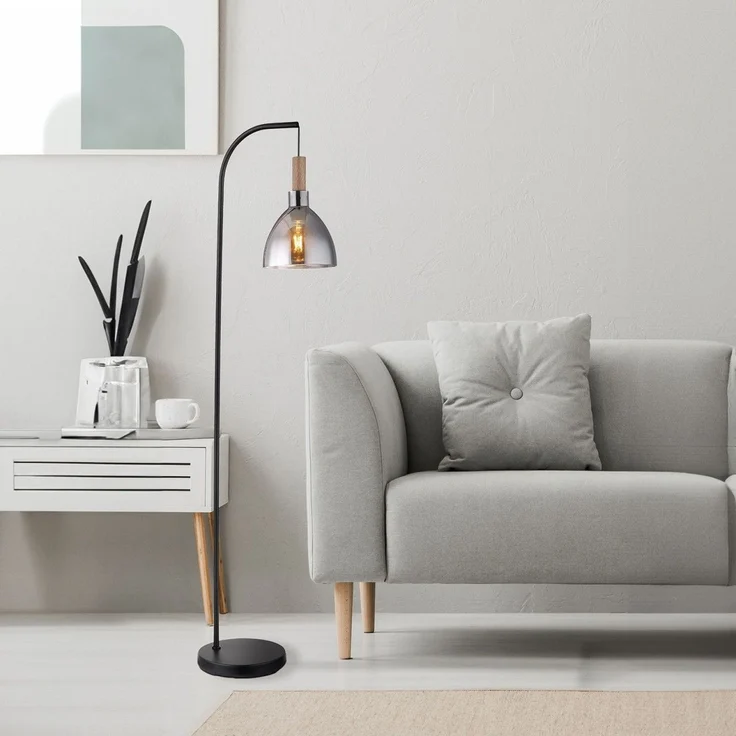 Stehleuchte Wohnzimmer Rauchglas Stehlampe Schwarz Standleuchte Standleuchte – Bild 6