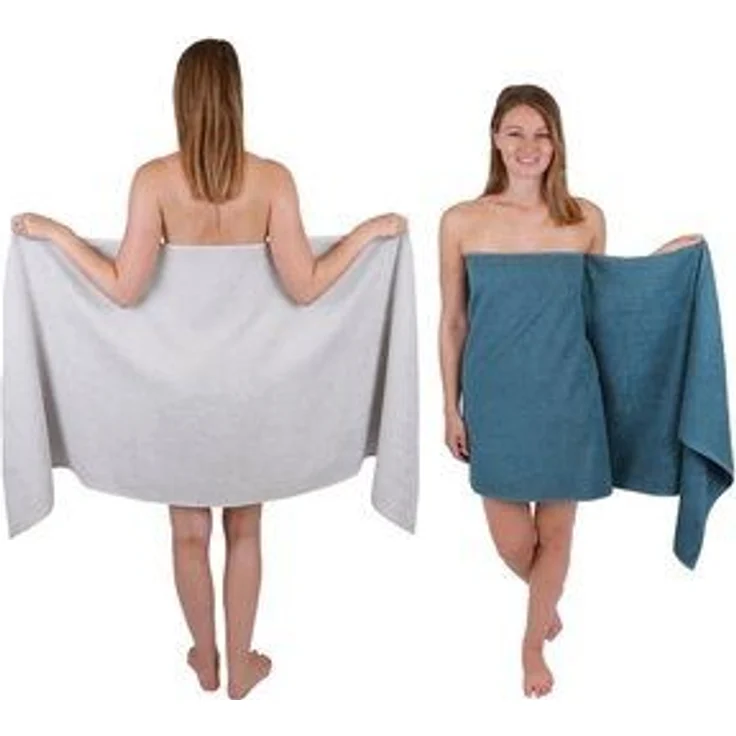 Betz Saunatuch 2 Stück Saunatücher XXL Berlin 70 x 200 cm Silbergrau - Taubenblau, 100% Baumwolle (Set, 2-St) – Bild 6