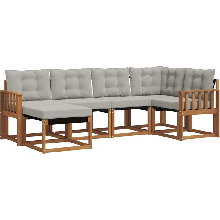 vidaXL Outdoor-Sofagarnitur 6 stk. 6-Sitzer Natur und Hellgrau 3368830 – Bild 2