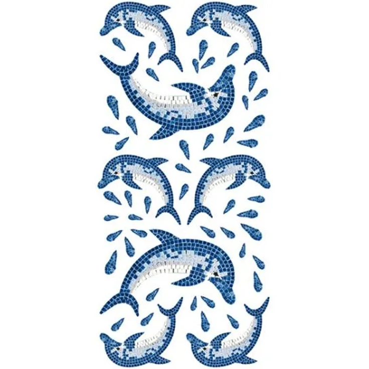 Crearreda wandaufkleber Dolphins Mosaic 15x31 cm 54-teilig