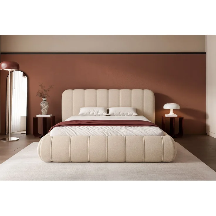 Selsey 'Malunna' Polsterbett mit Bettkasten, Chenille Beige, 140x200 cm – Bild 3