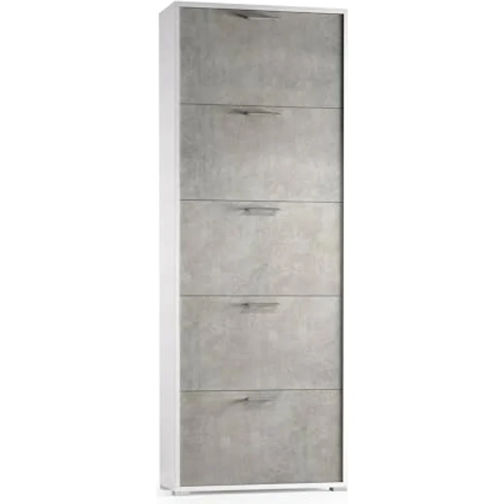 Dmora - Garderobe Manchester, Kleiderschrank im Schlafzimmer, Schrank mit 3 Türen und 3 Einlegeböden mit Kleiderstange, cm 90x52h200, Grau und Rosa – Bild 4