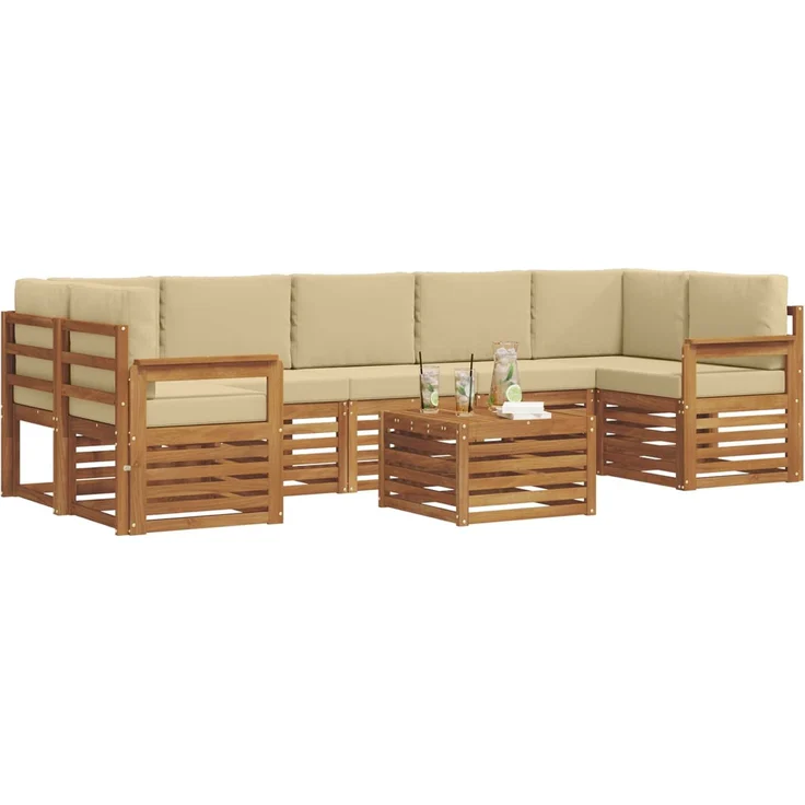 vidaXL Outdoor-Sofagarnitur 8 stk. 7-Sitzer Natur und Beige 3374518 – Bild 3