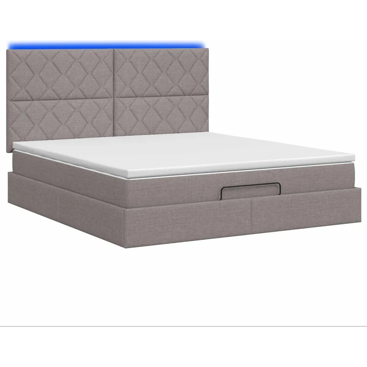 vidaXL Ottoman-Bett mit Matratze und LED Taupe 160 x 200 cm Stoff 3458170 – Bild 9