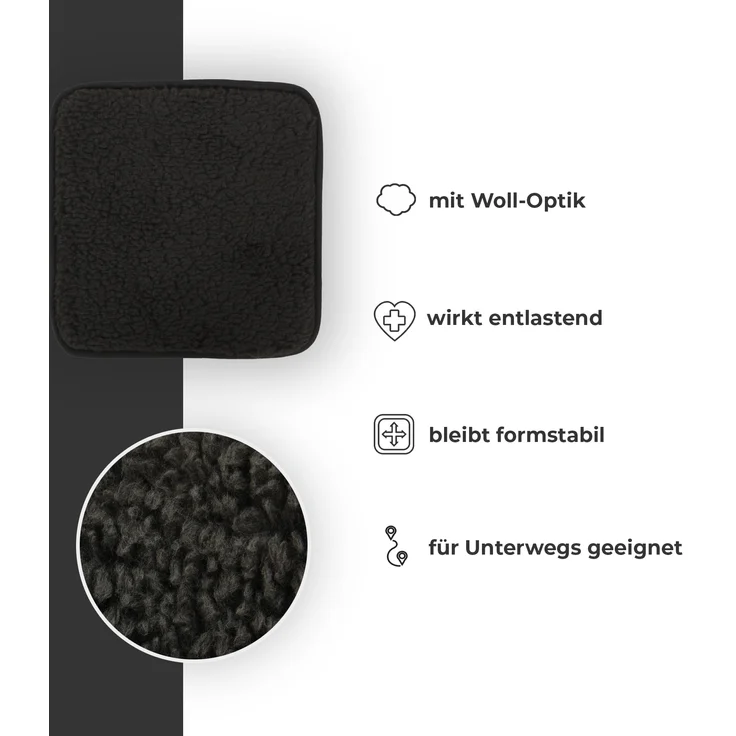Sitzkissen ( Anthrazit ) Lammflor Optik Stuhlkissen 37cm x 37cm x 4cm - Öko-Tex Zertifiziert - Sitzauflage Uni, Stuhlpolster Stuhlauflage Sherpa – Bild 4